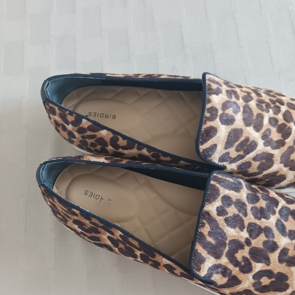 Birdies The Swift Leopard Print Calf Hair Slip On Sneakers - Picture 5 of 14